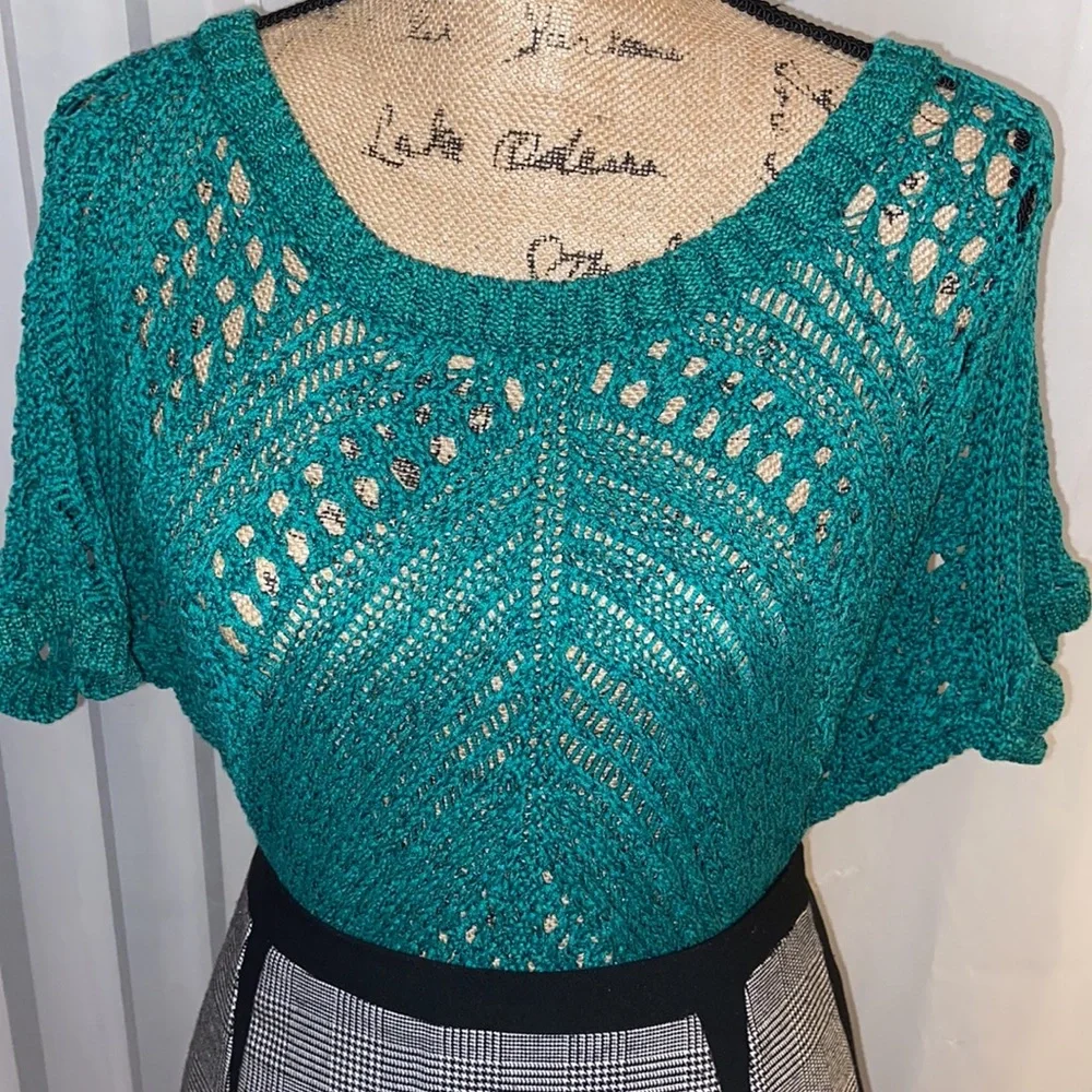 Express Emerald Chunky Open Knit Batwing Sweater XS